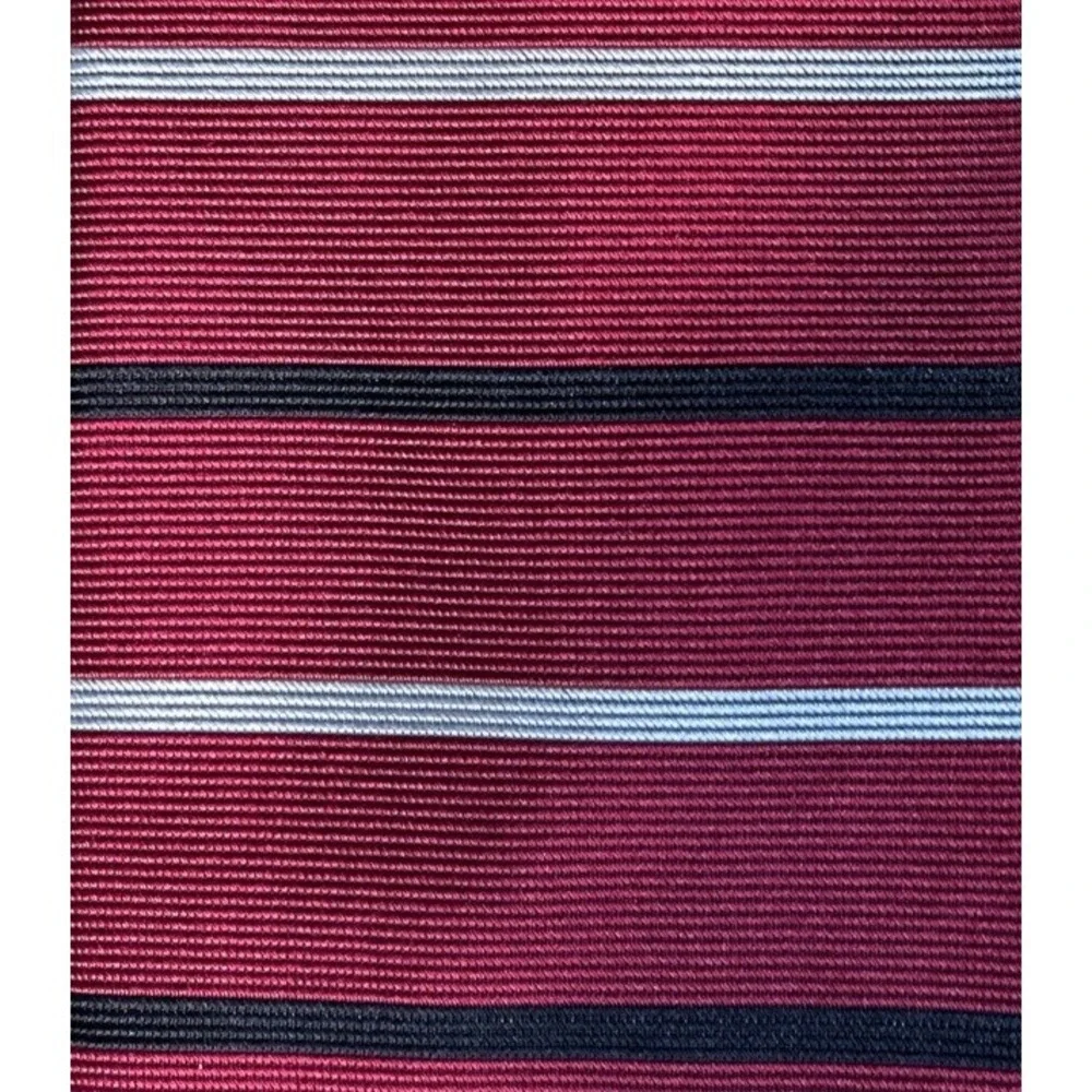 Brooks Brothers Makers XL Silk Necktie Red‎ Black Silver Stripe Made In USA